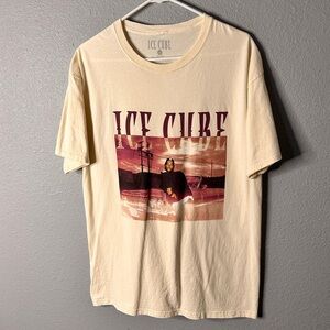 Ice Cube Men’s Cream Short Sleeve Cotton Graphic Tee‎ Shirt Large Hip Hop Rap